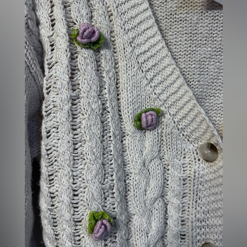 Arula Jenni floral cardigan sweater, Arula size A, 1X - Picture 6 of 8